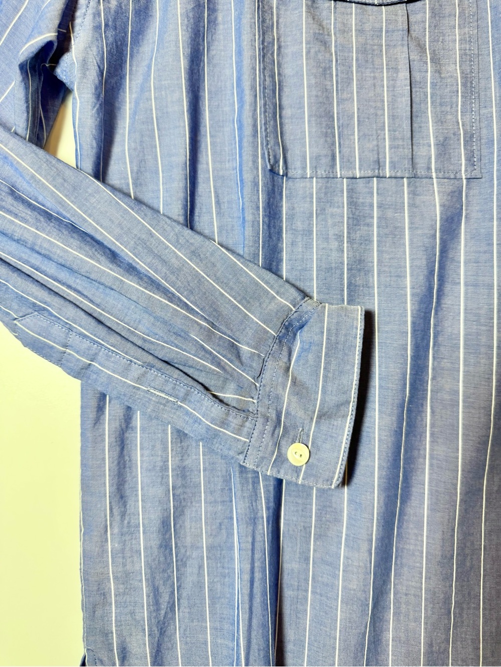 NWT Alex Mill Blue and White Striped Casual Popover Shirt Size Medium Loose Fit - Picture 5 of 13